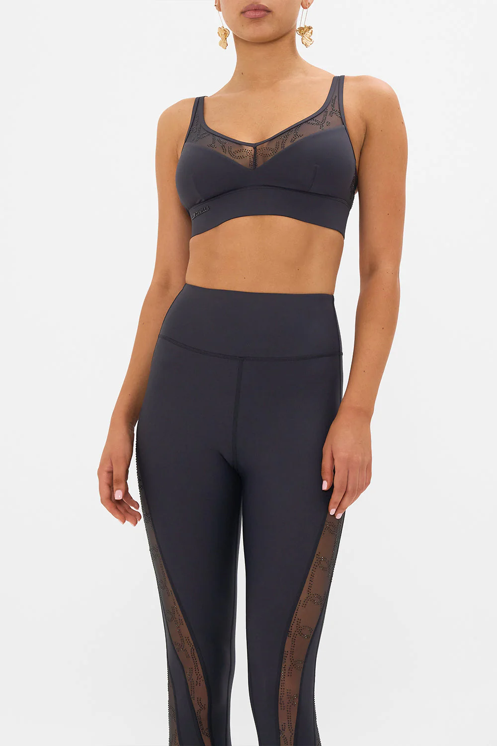 MESH INSERT CROP SOLID BLACK - Image 5