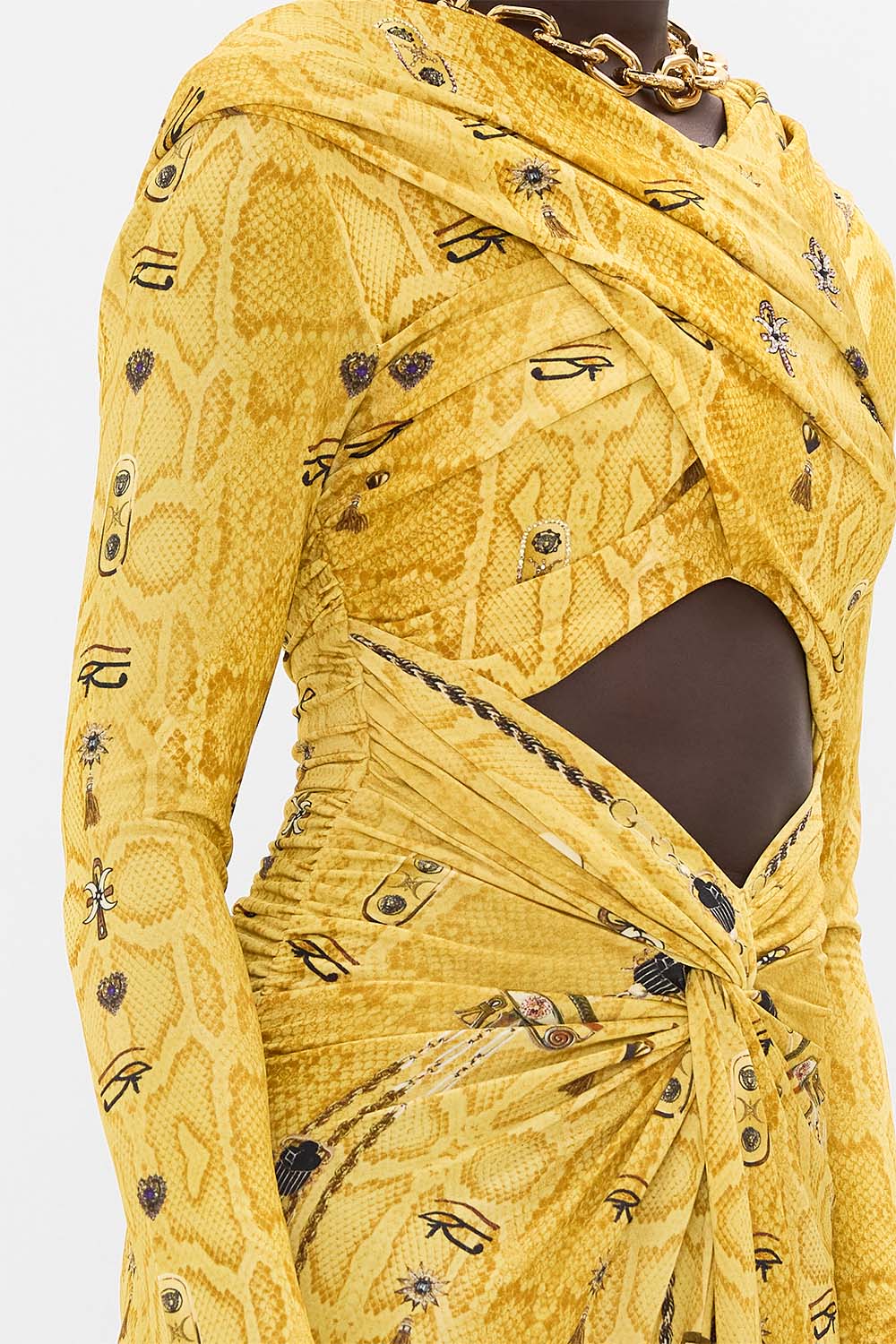TWIST FRONT JERSEY HOODED DRESS VALLEY OF THE KINGS - Image 6