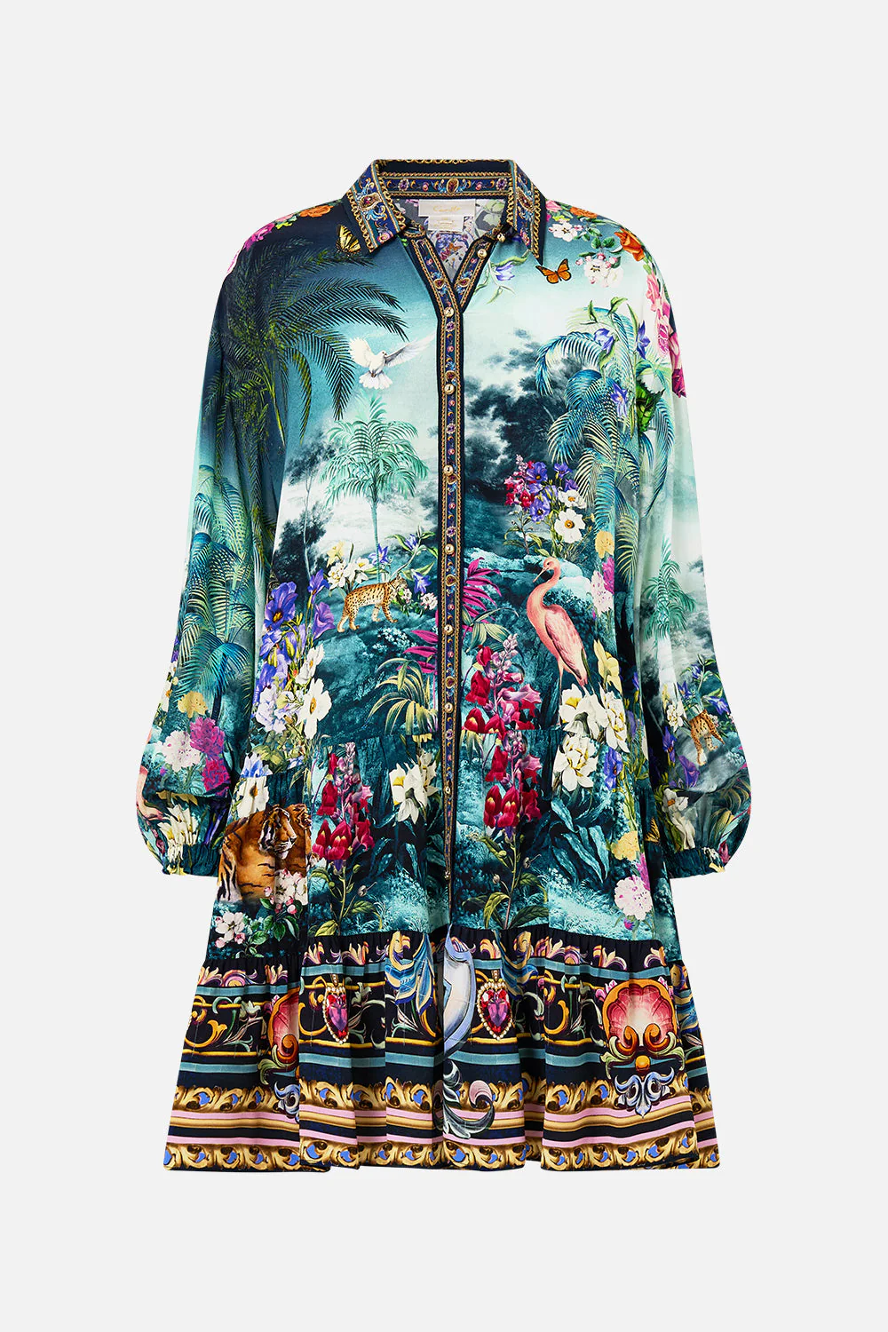 LONG SLEEVE TIERED SHORT DRESS BASKED IN BAROQUE - Image 3