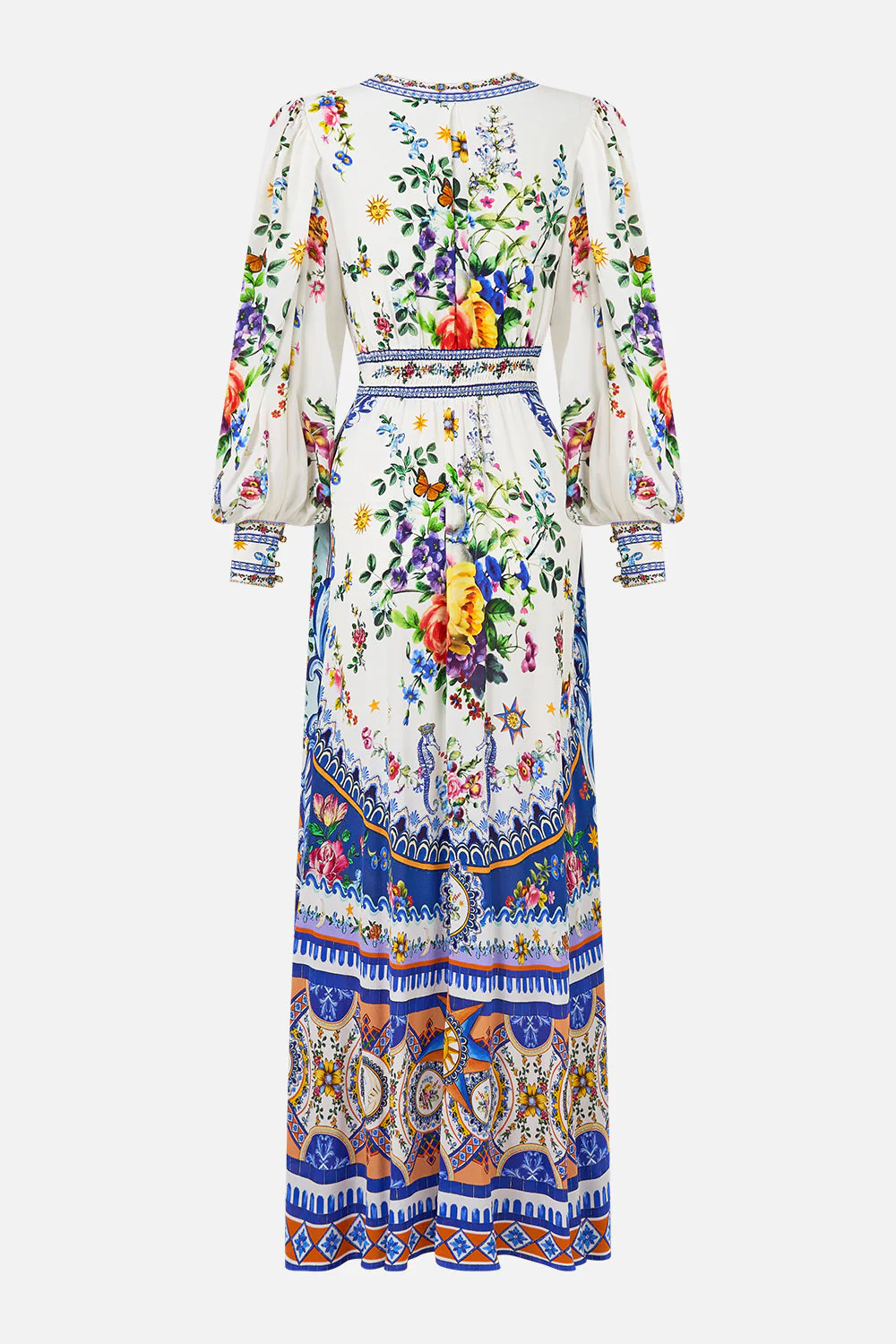 SHAPED WAISTBAND DRESS WITH GATHERED SLEEVES TILES DARLS - Image 8