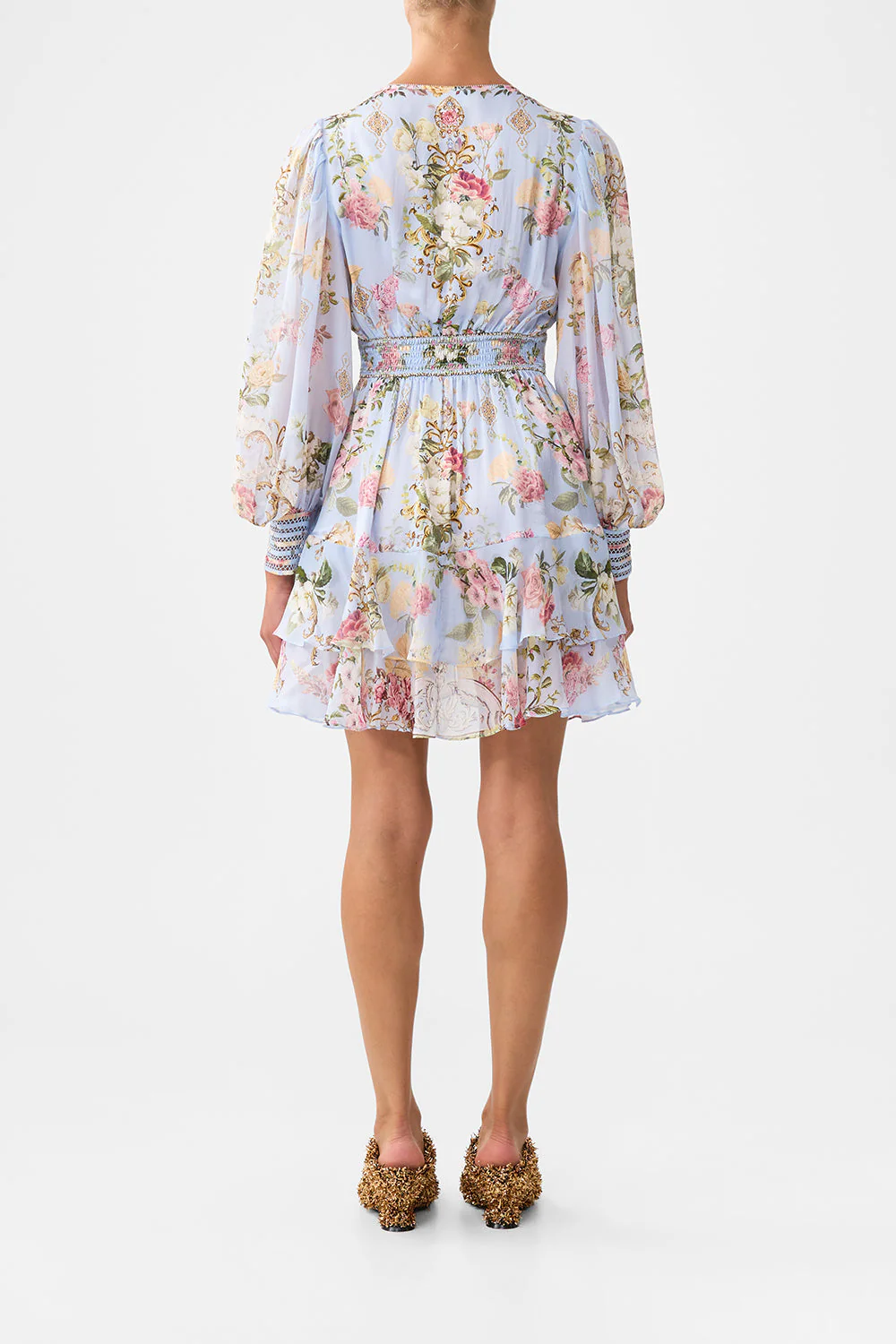 BUTTON FRONT FRILL DRESS TILED IN TIME - Image 2