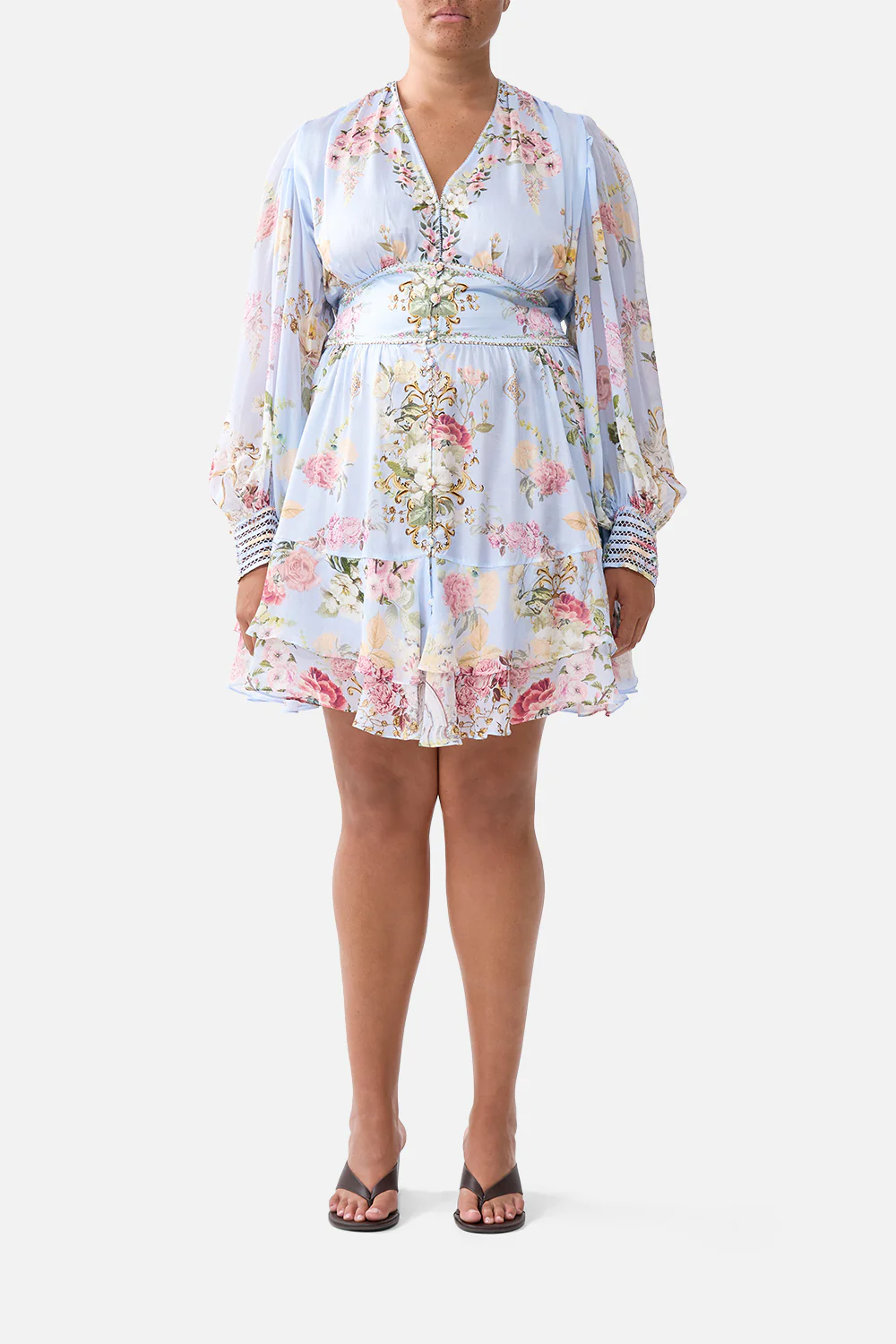 BUTTON FRONT FRILL DRESS TILED IN TIME - Image 9
