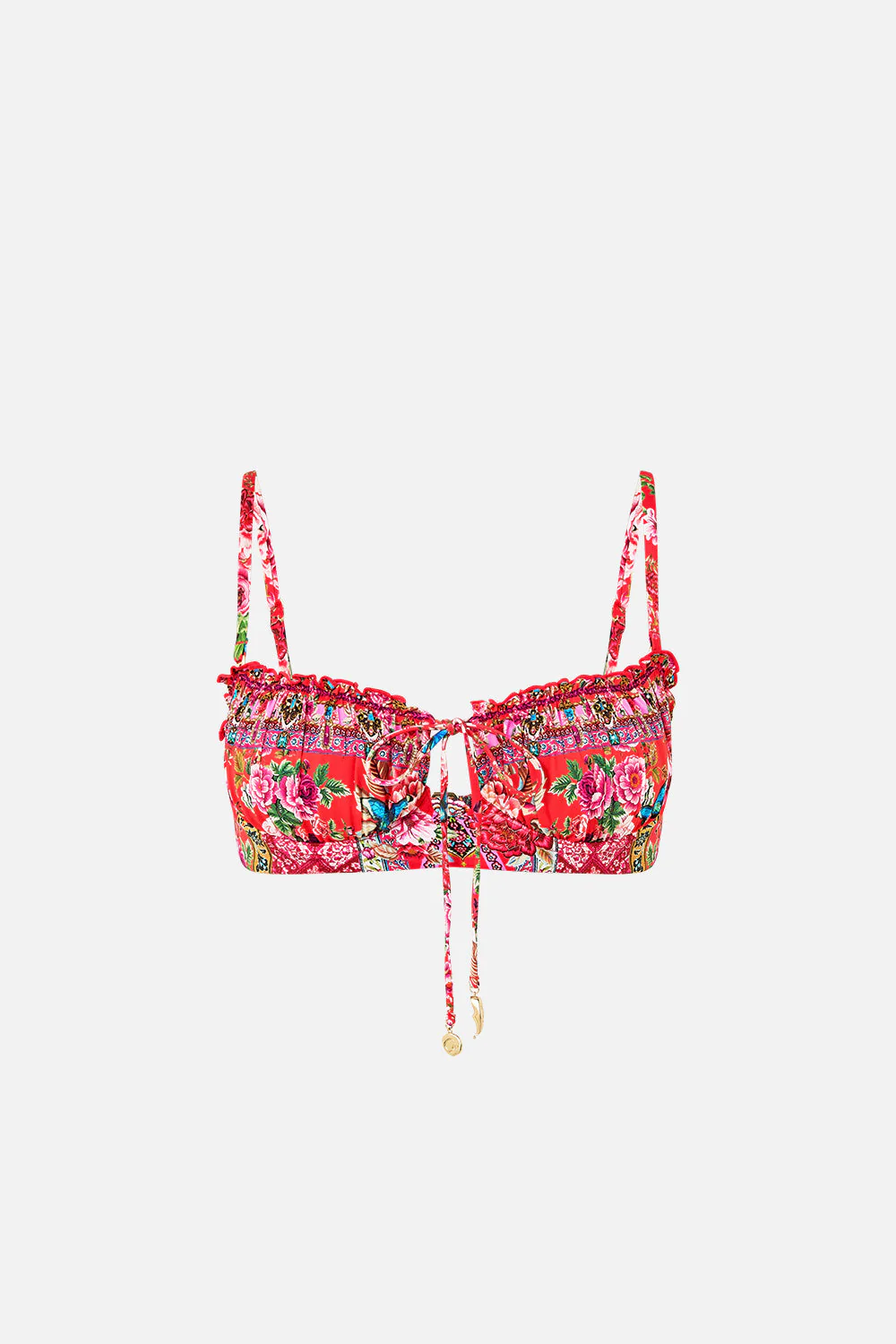 RUCHED CUP UNDERWIRE BIKINI TOP WITH FRONT TIE HEIRLOOM EMPIRE - Image 3