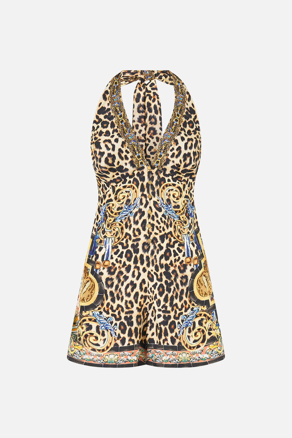 BUTTON FRONT HALTER PLAYSUIT SEVILLIAN STYLE - Image 3