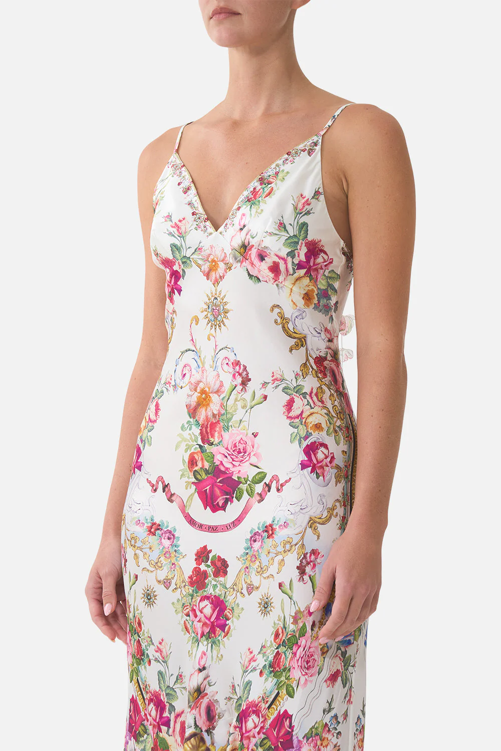 V NECK SLIP DRESS WITH FLOUNCE HEM TORERO LIBERTINE - Image 5