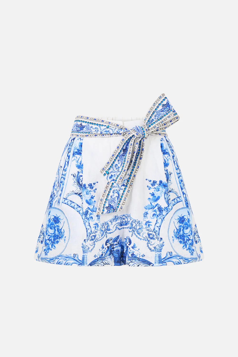TUCK FRONT SHORT WITH BELT CERAMIC PANORAMIC - Image 3