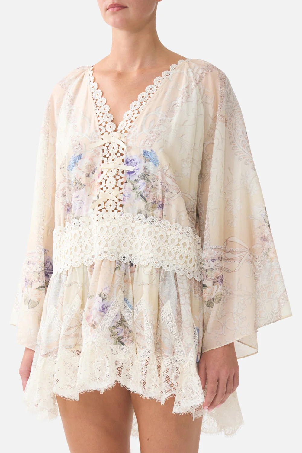 RELAXED SHORT DRESS WITH DROPPED WAIST LACED WITH LOVE - Image 5